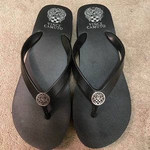 Vince Camuto Black Wedge Flip Flops Size 7M
